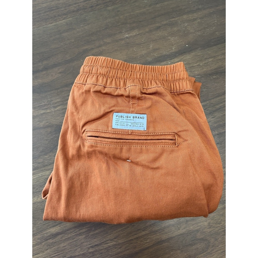 Publish Brand Legacy Jogger Pants Men's 32 Rust Orange Stretch D-Ring Cuffed